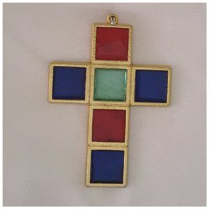 Multi-colored Larger Style Cross Pendant.